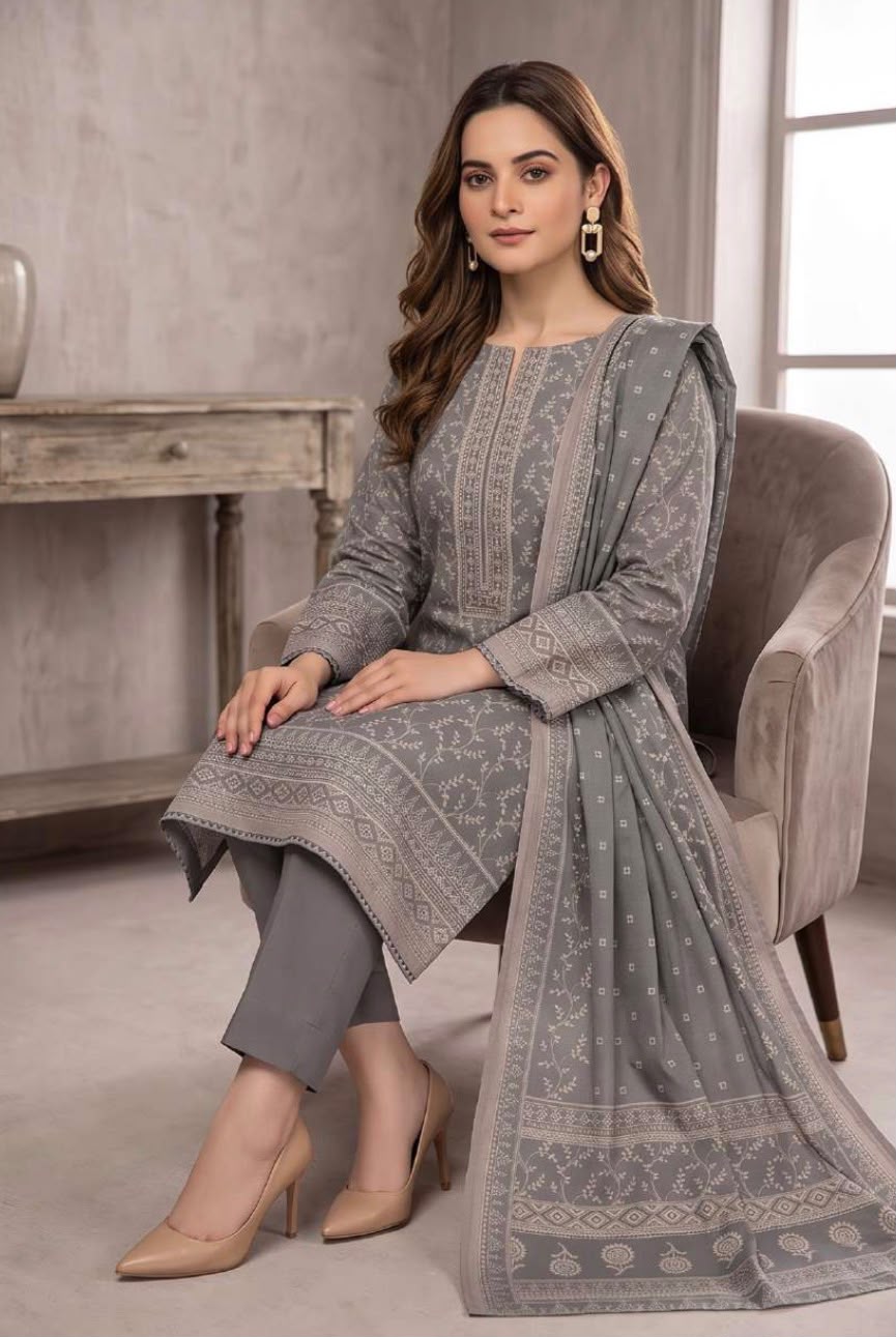 Printed Wool 3pc Suit