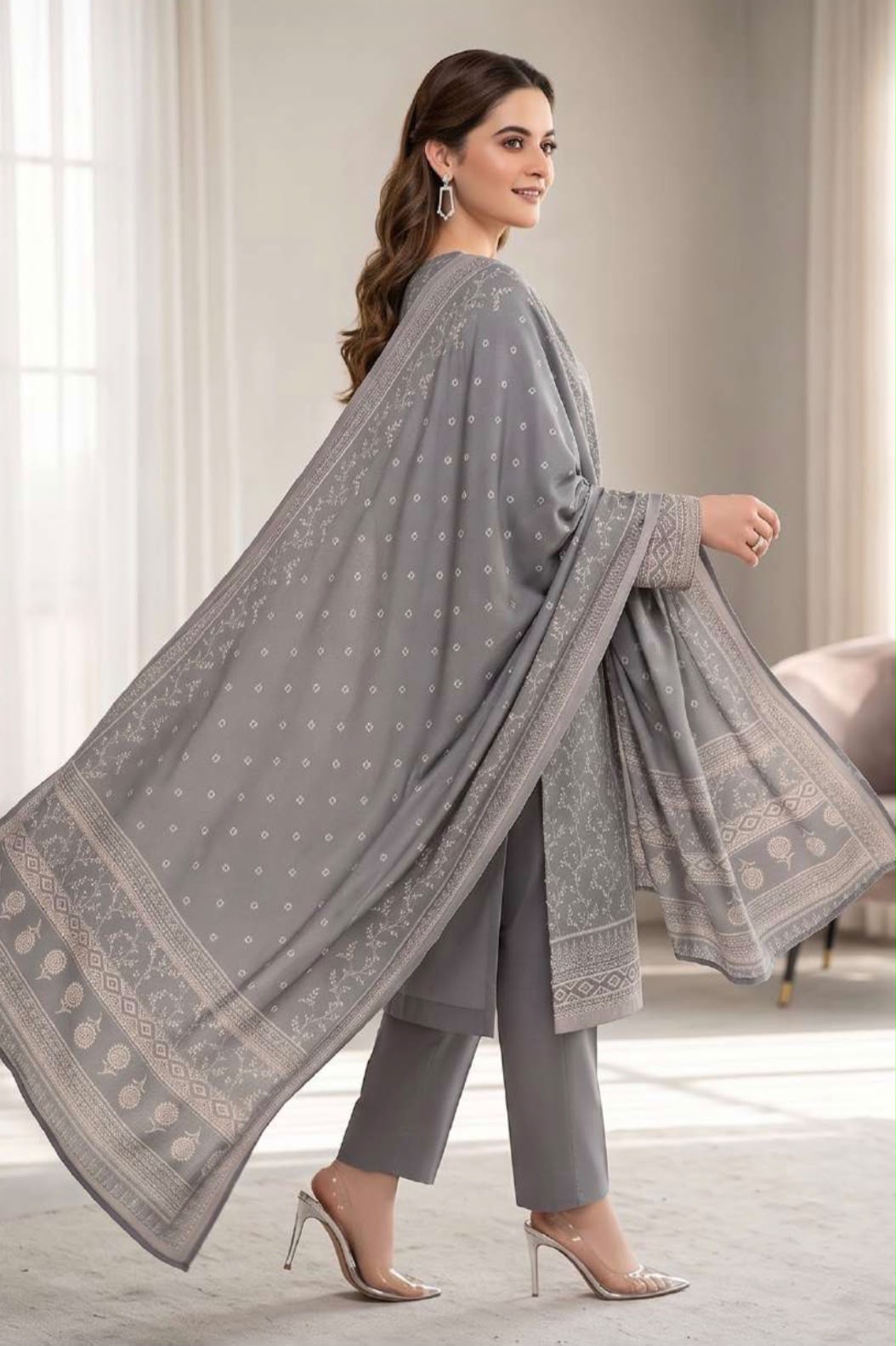 Printed Wool 3pc Suit