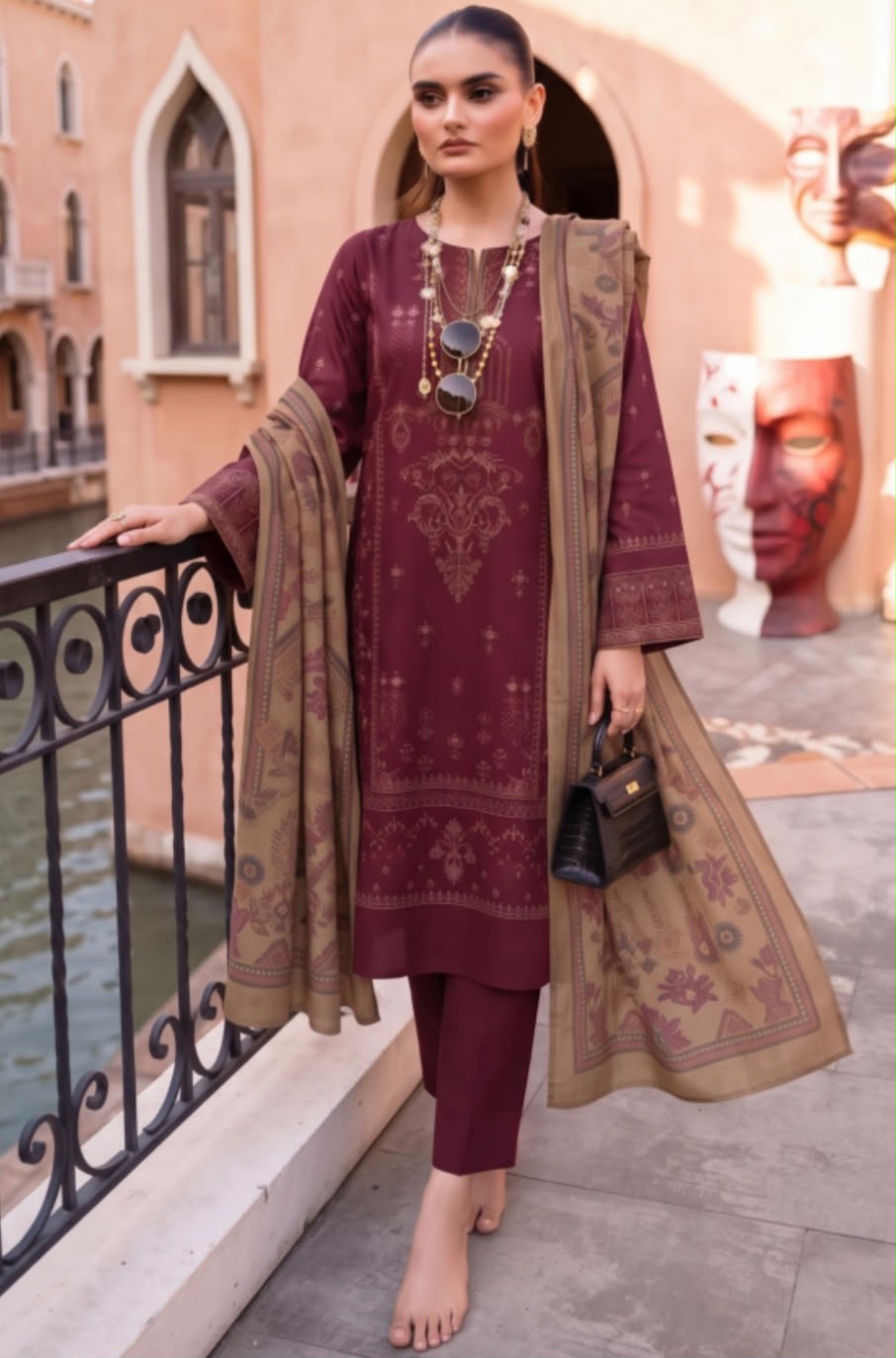 PEACH LEATHER - PASHMINA SHAWL