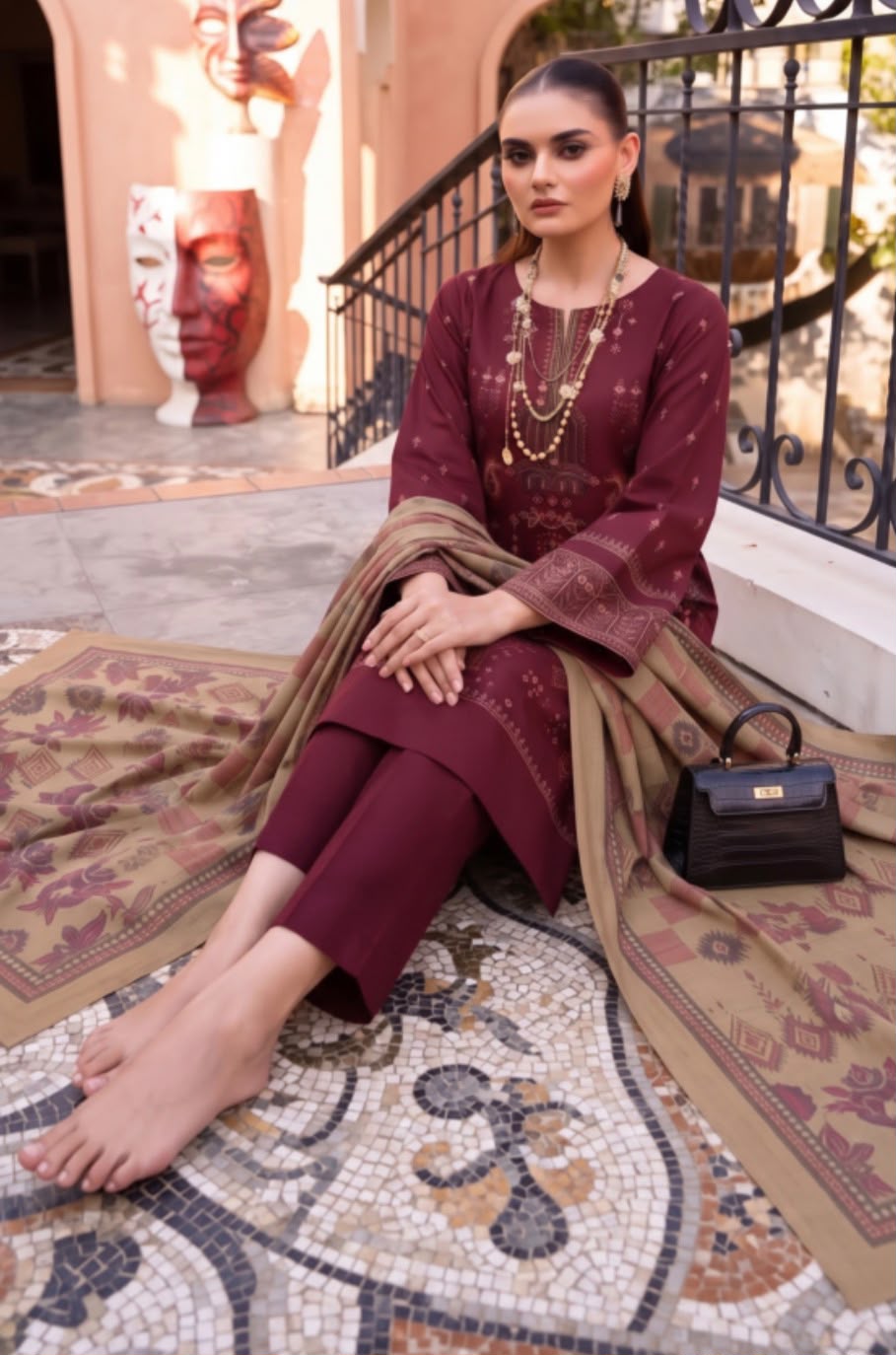 PEACH LEATHER - PASHMINA SHAWL