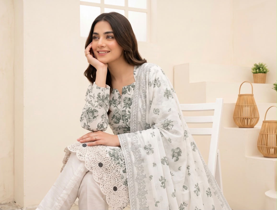 Embroidered Staple Linen 3pc Suit