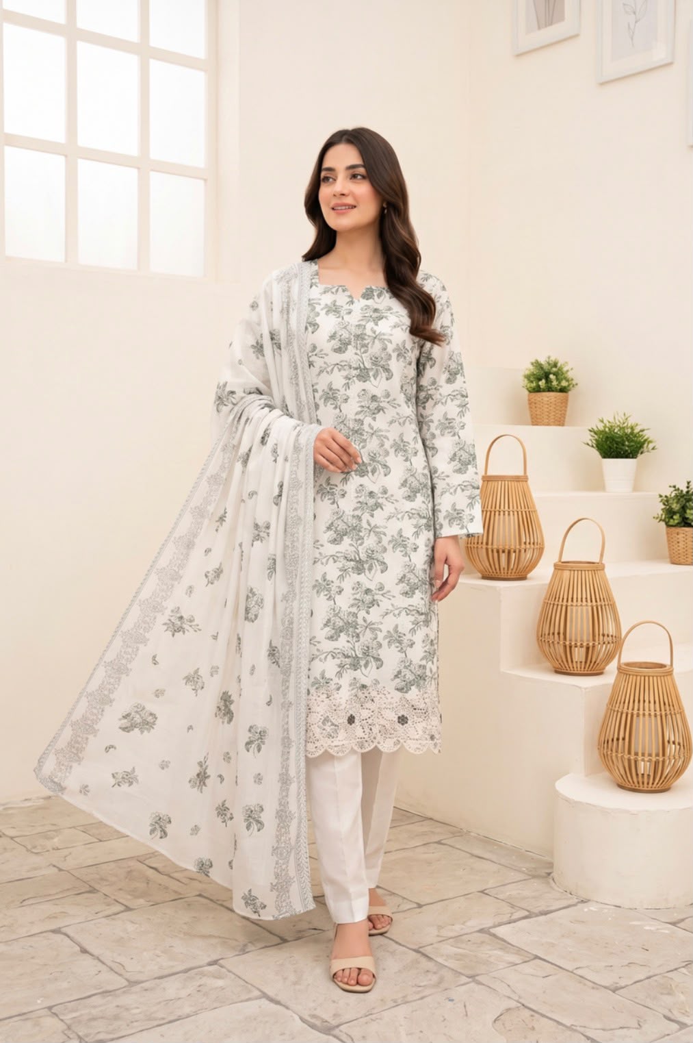 Embroidered Staple Linen 3pc Suit