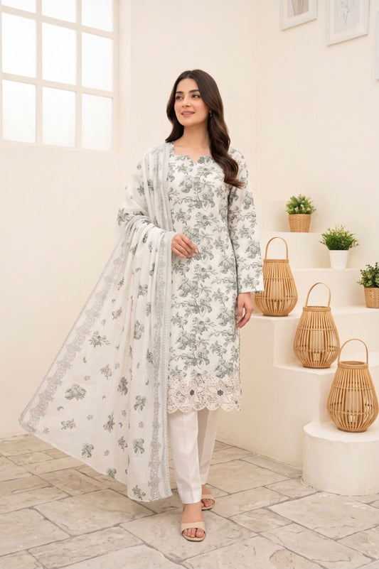 Embroidered Staple Linen 3pc Suit