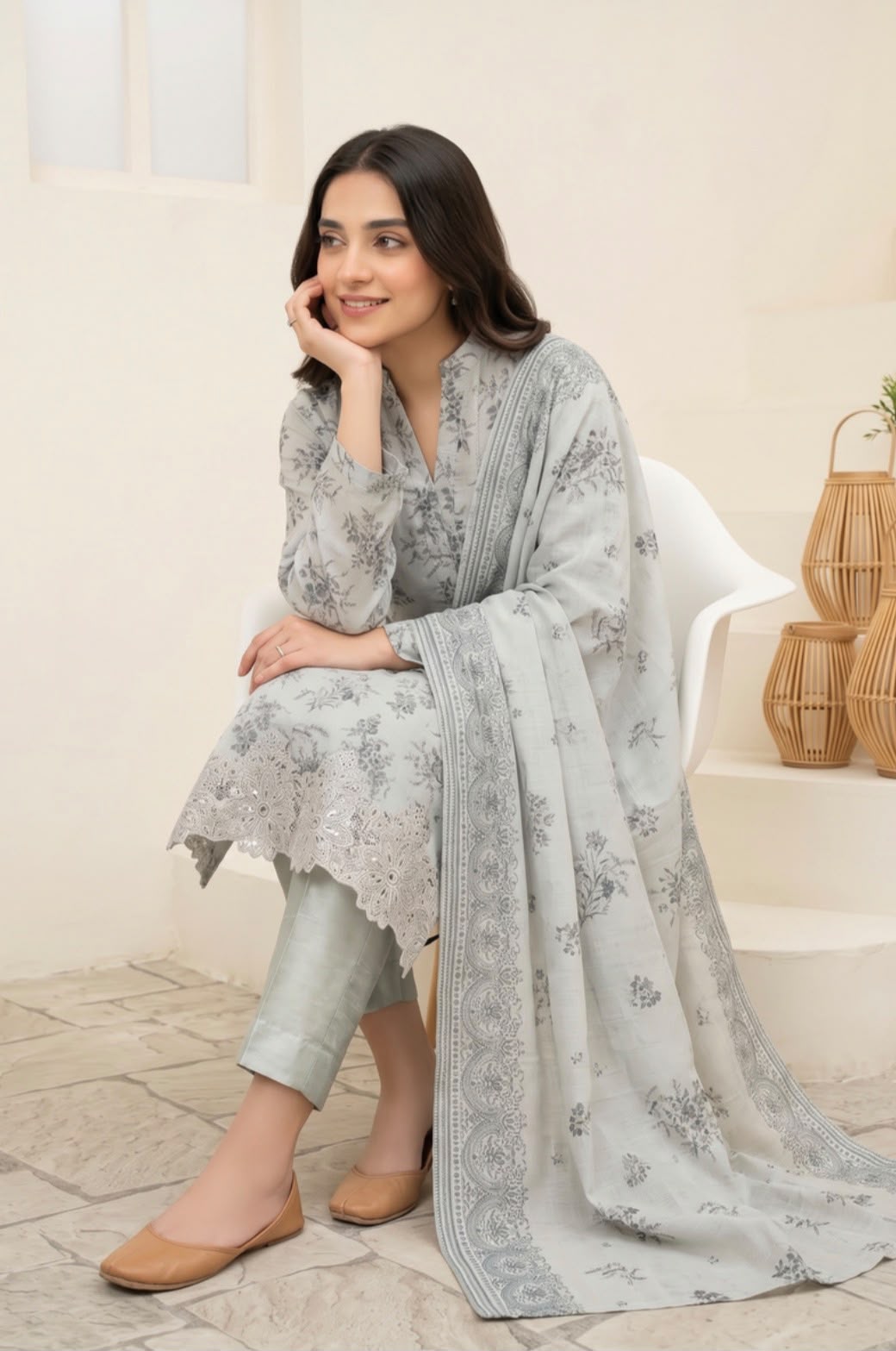 Embroidered Staple Linen 3pc Suit
