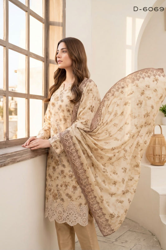 Embroidered Staple Linen 3pc Suit