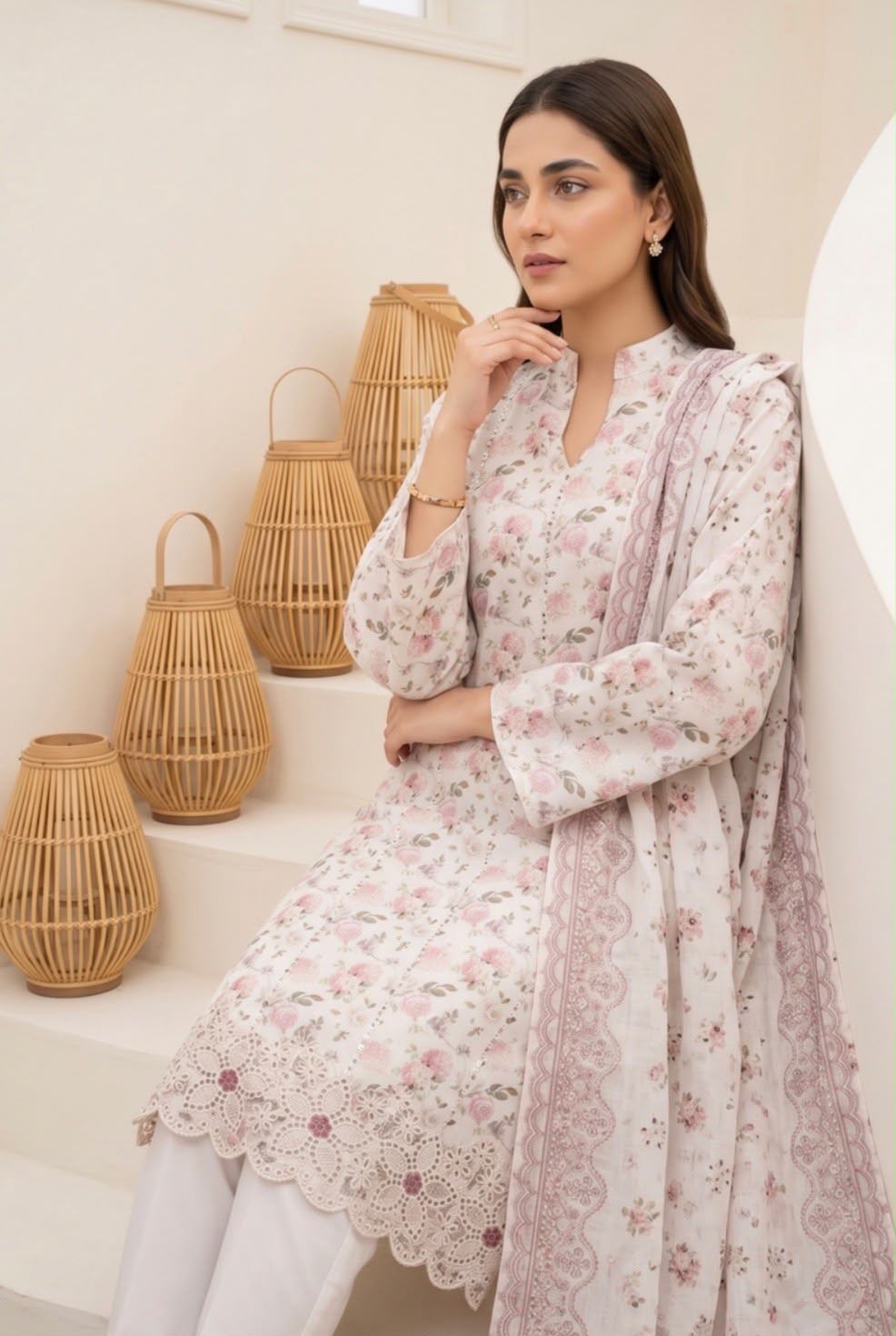 Embroidered Staple Linen 3pc Suit