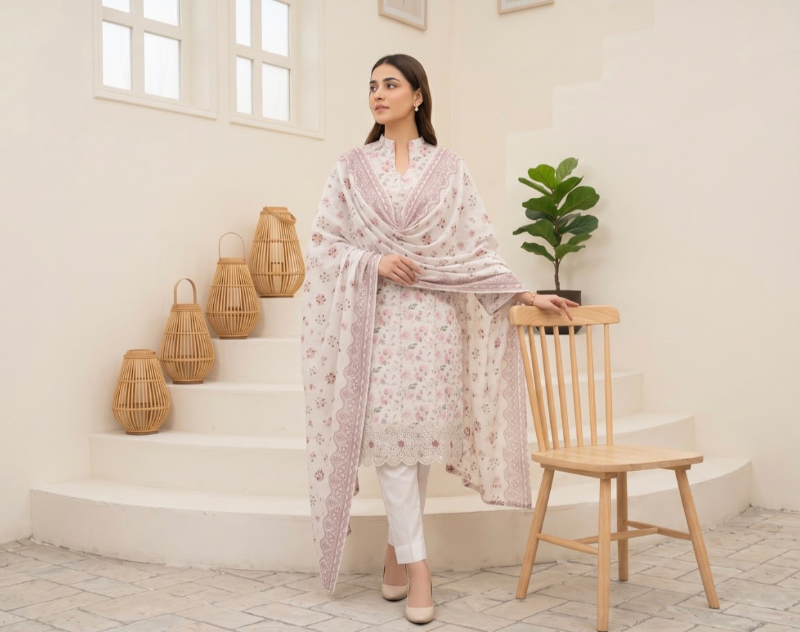 Embroidered Staple Linen 3pc Suit