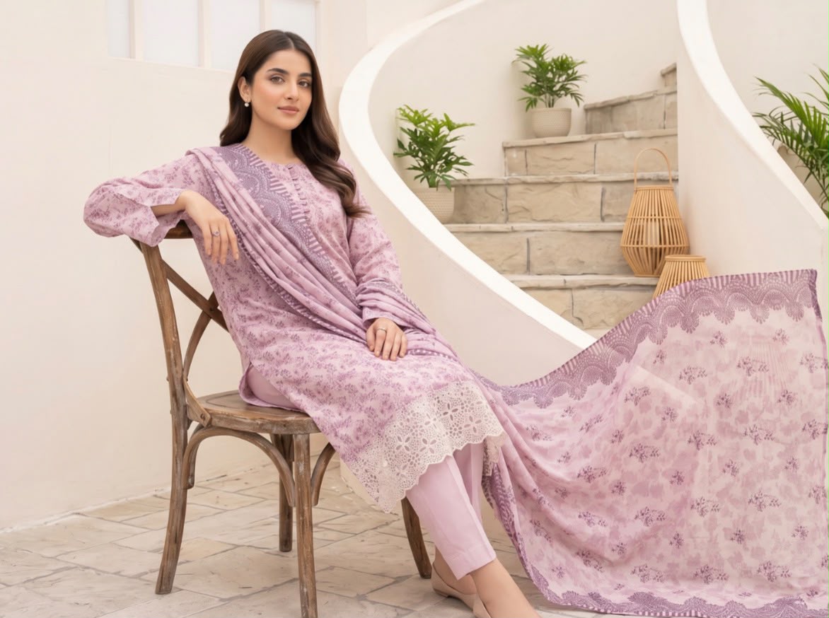 Embroidered Staple Linen 3pc Suit