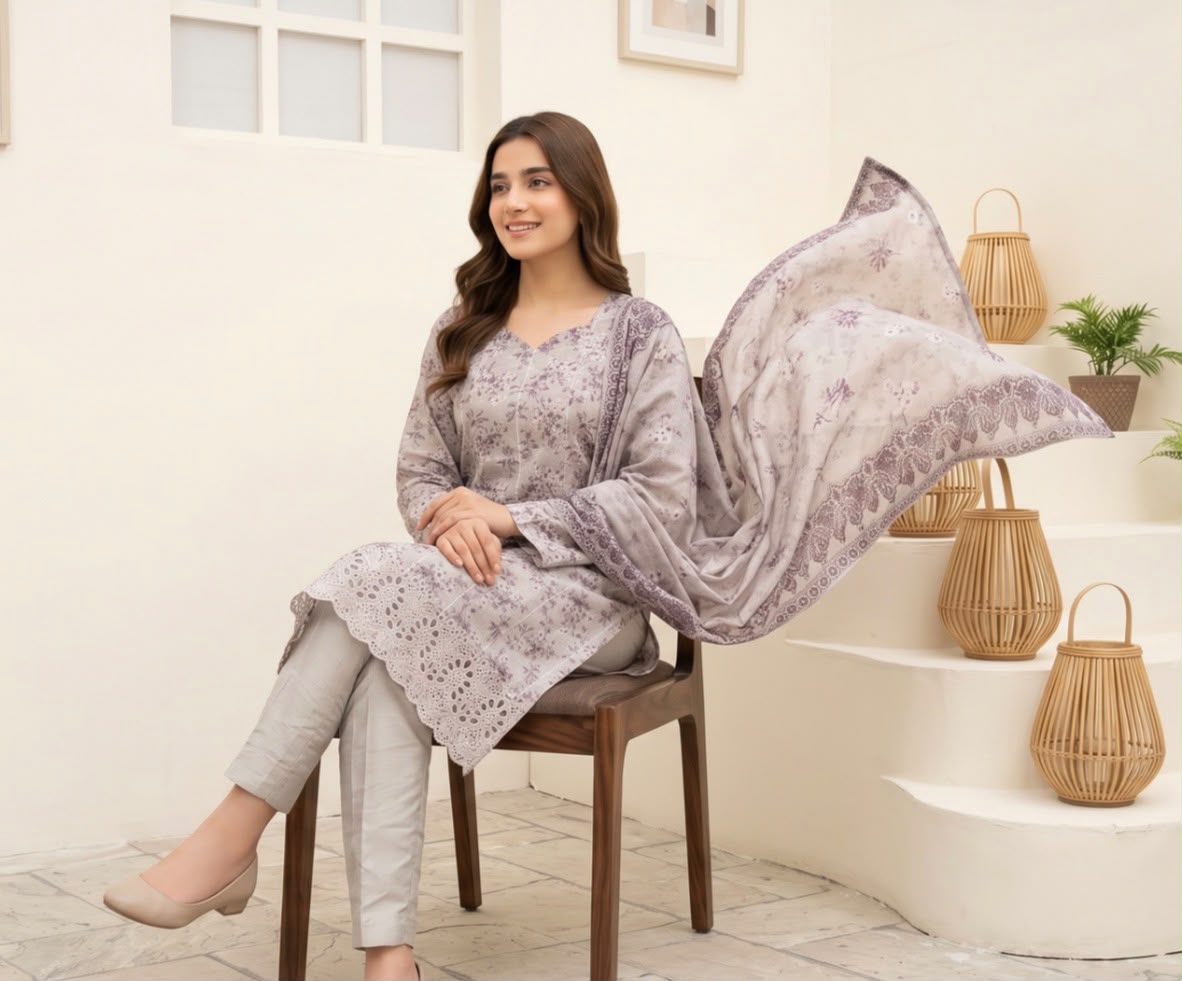Embroidered Staple Linen 3pc Suit