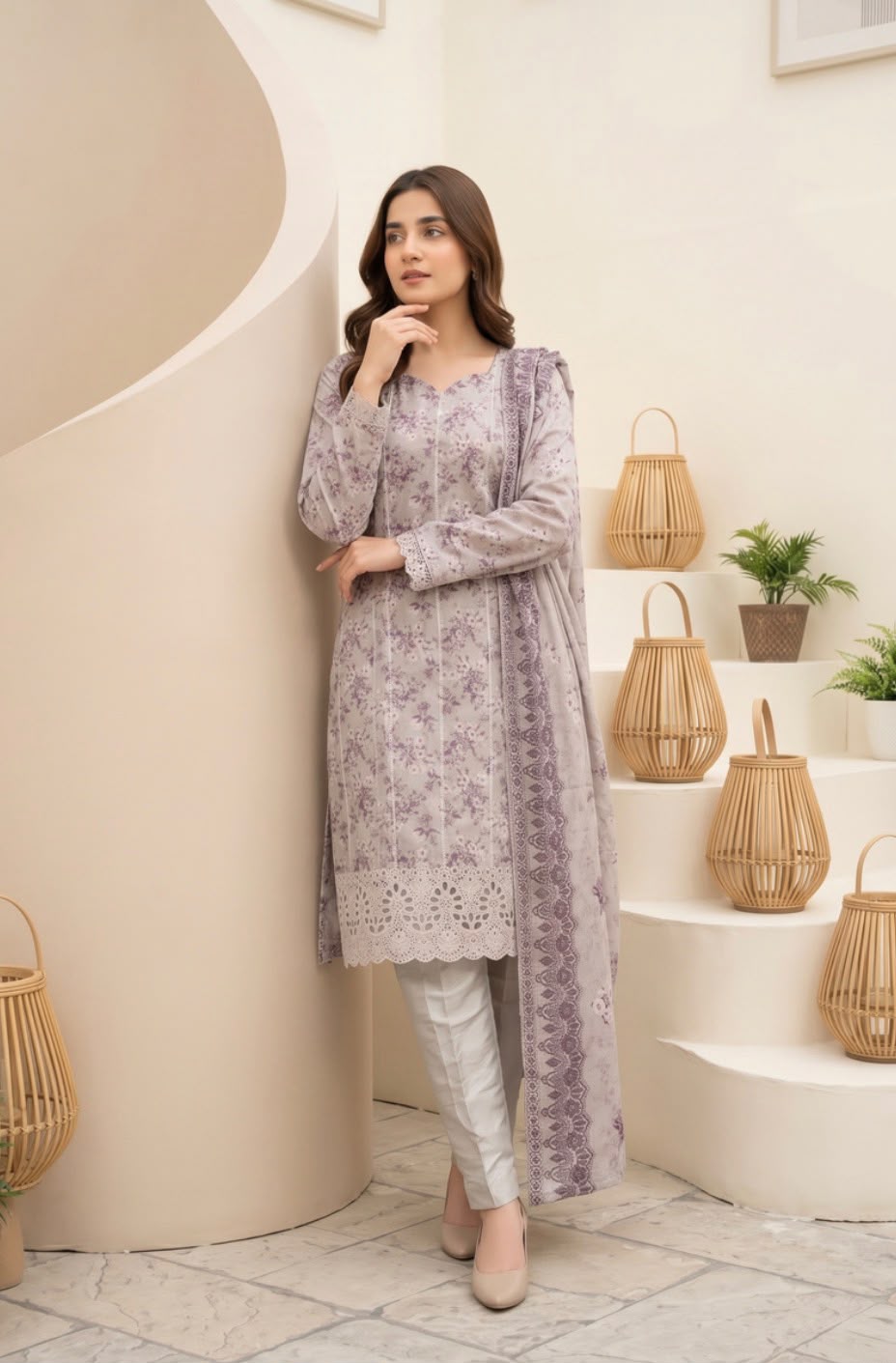 Embroidered Staple Linen 3pc Suit