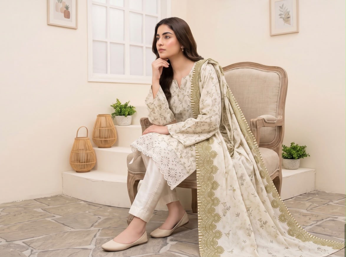 Embroidered Staple Linen 3pc Suit