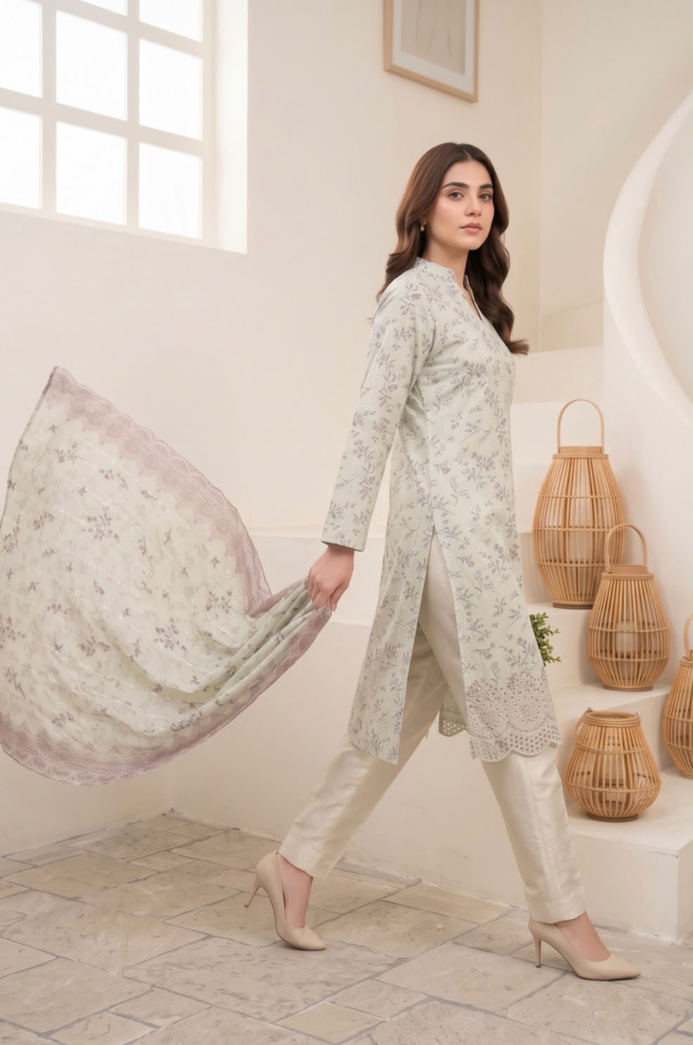 Embroidered Staple Linen 3pc Suit