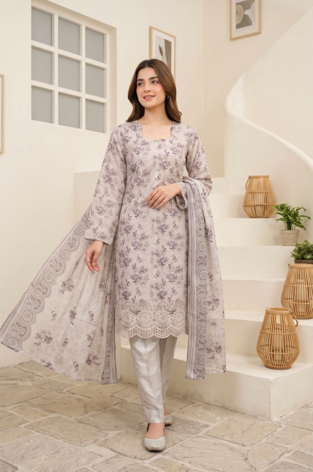 Embroidered Staple Linen 3pc Suit